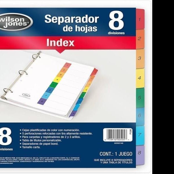 SEPARADOR NUM. CTA. 8 DIV. INDEX WILSON VCOL. P-1346 C.24